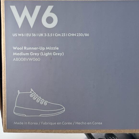 Allbirds Wool Runner-up Mizzles Water-Repellent Sneakers Medium Gray Women 6 NWB - Picture 10 of 10